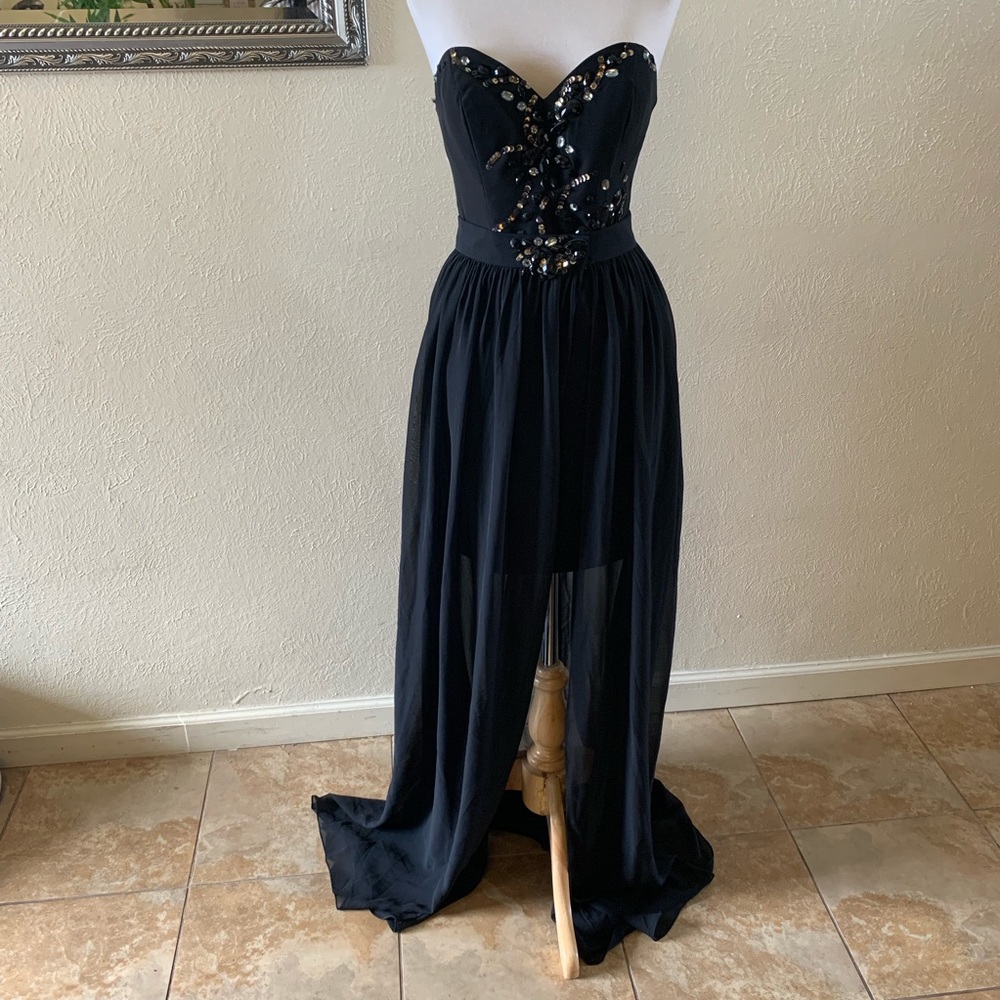 Strapless Bodycon with Detachable Chiffon Skirt